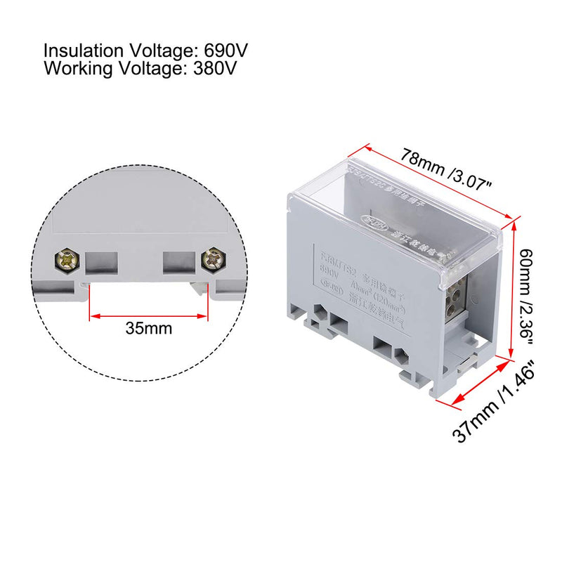 [AUSTRALIA] - uxcell 1 Input 12 Output 35mm DIN Rail Terminal Blocks 690V Connectors Distribution Block 
