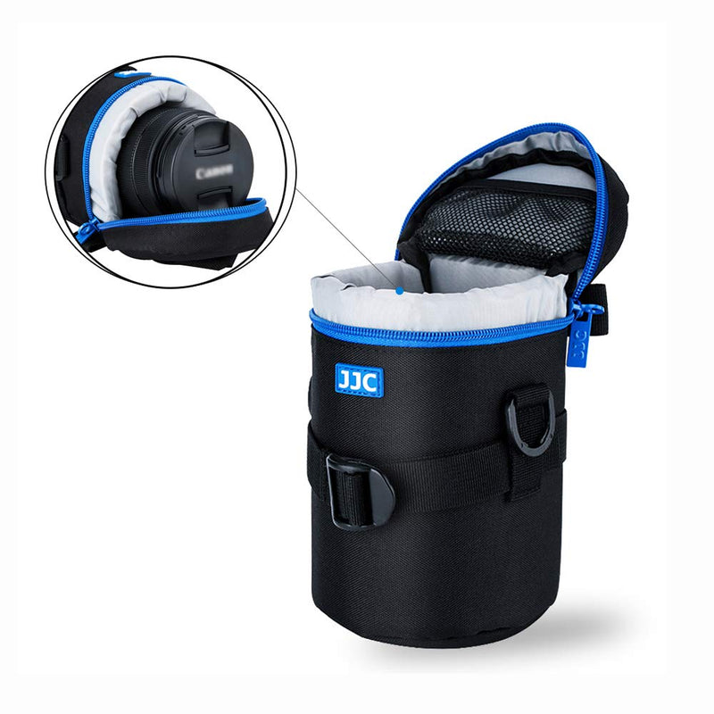 JJC Camera Lens Pouch Case for Canon RF 85mm EF-S 55-250mm EF 24-70mm Nikon Nikkor AF 70-300mm and More, Zipper Polyester Lens Protective Bag Interior Size 3.15x6.69” L