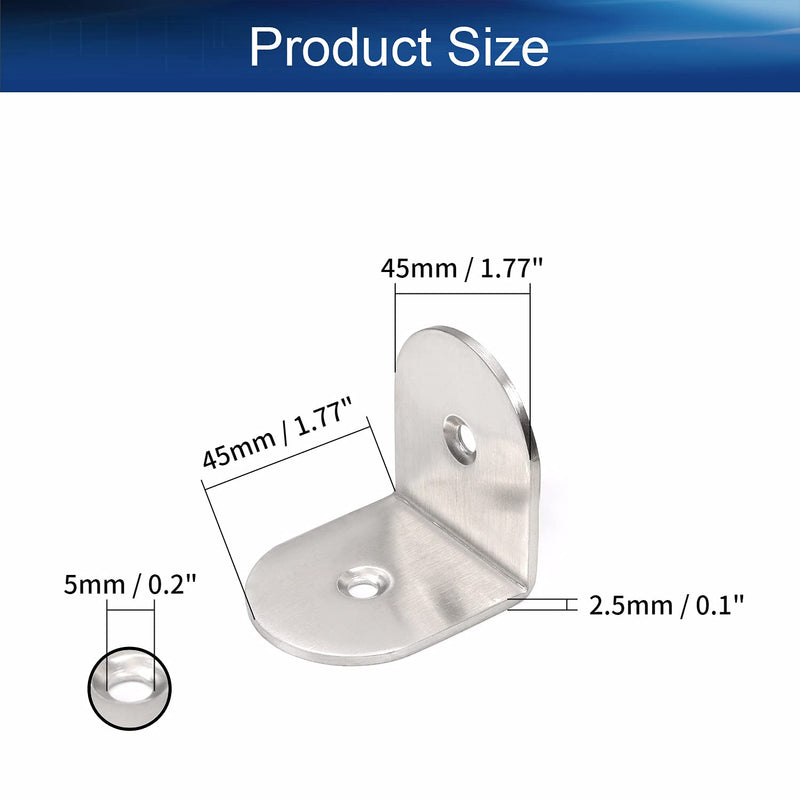 [AUSTRALIA] - Yinpecly Small Flat Straight Mending Plates 1.77" x 1.77" Stainless Steel Straight Brace Brackets Fastener for Connector Furniture Repair Fixing Joint Silver Tone 4pcs 45x45mm 4pcs 