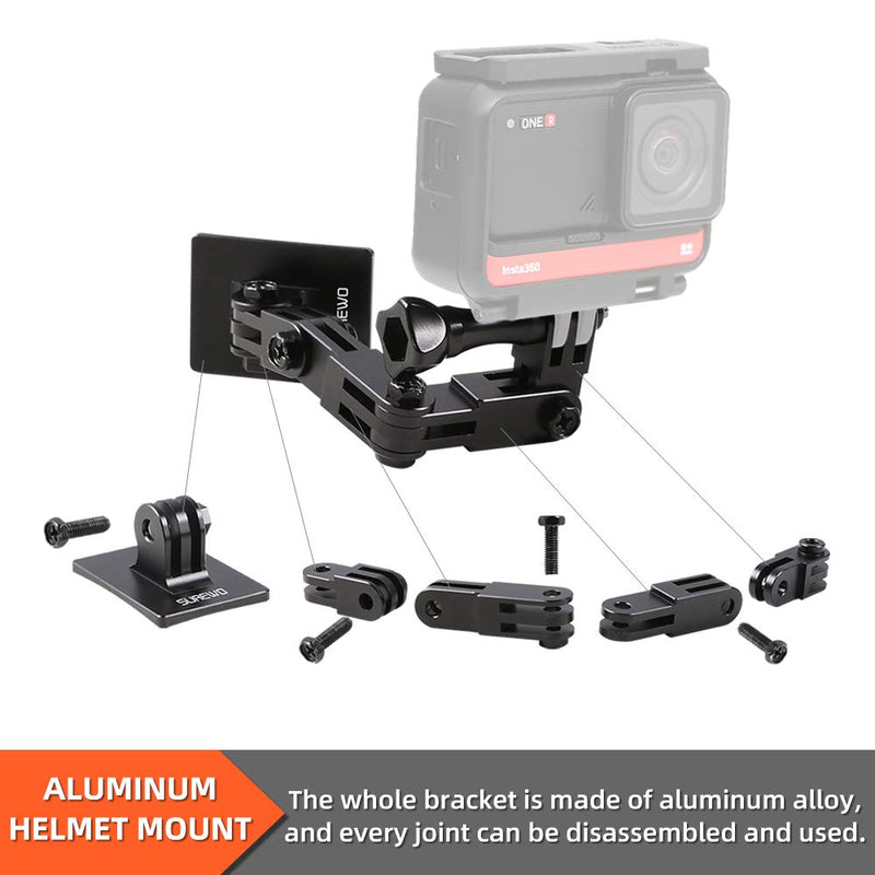 SUREWO Aluminum Motorcycle Helmet Chin Mount Compatible with GoPro Hero 10/9/8/7/(2018)/6/5 Black ,DJI Osmo Action 2,Insta360 ONE R/AKASO/Crosstour,and More