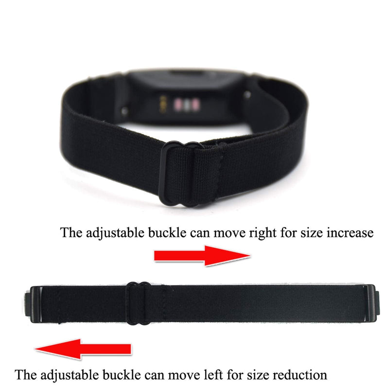 Adjustable Elastic Wrist Band/Ankle Band for Compatible with Fitbit inpsire 2/Inspire/Inspire HR Activity Tracker, Stretchy Band for Men and Women (Black)