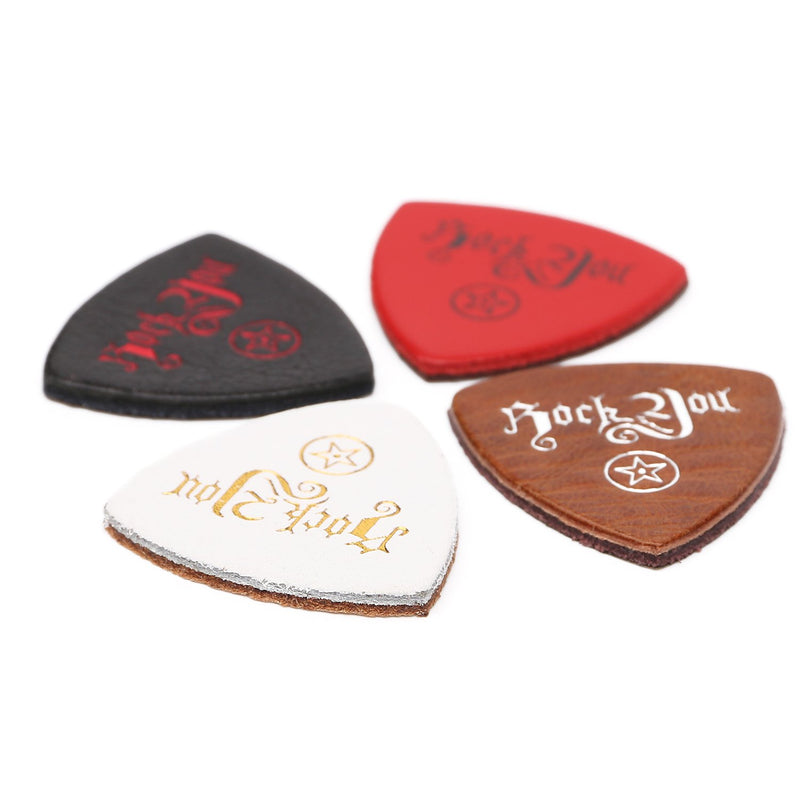 Anwenk Ukulele Picks Leather Ukulele Bass Picks Soft Genuine Leather Top Grade Multi-Color,4 Pack Black,White,Brown,Red