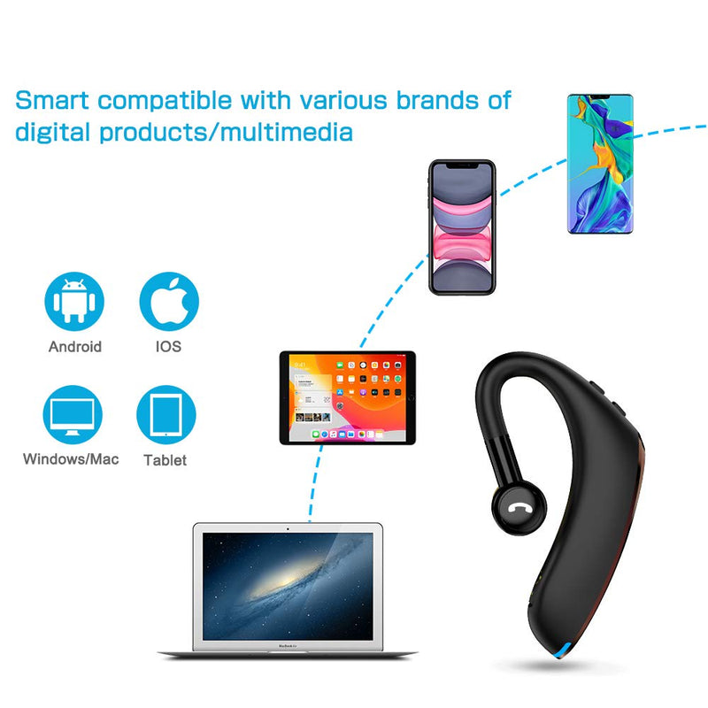 Bluetooth Headset V5.0 Wireless Bluetooth Earpiece 25 Hrs Talktime 230 Hours Standby Time, Fit Your Both Ear, Handsfree Headset with Noise Cancelling Mic, Compatible with iPhone and Android (Red) Red