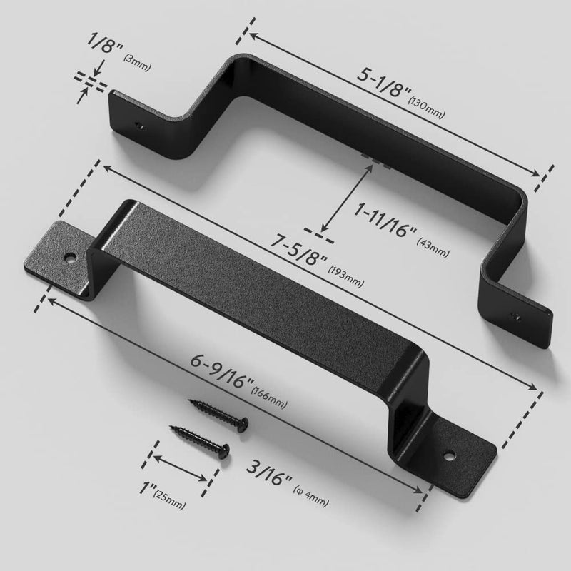 [AUSTRALIA] - SANKEYTEW Barn Door Pull Handle Black Steel Hardware for Sliding Door Gate Cabinet Closet Drawer Garage Shed, Rustic Style (2 pcs) 