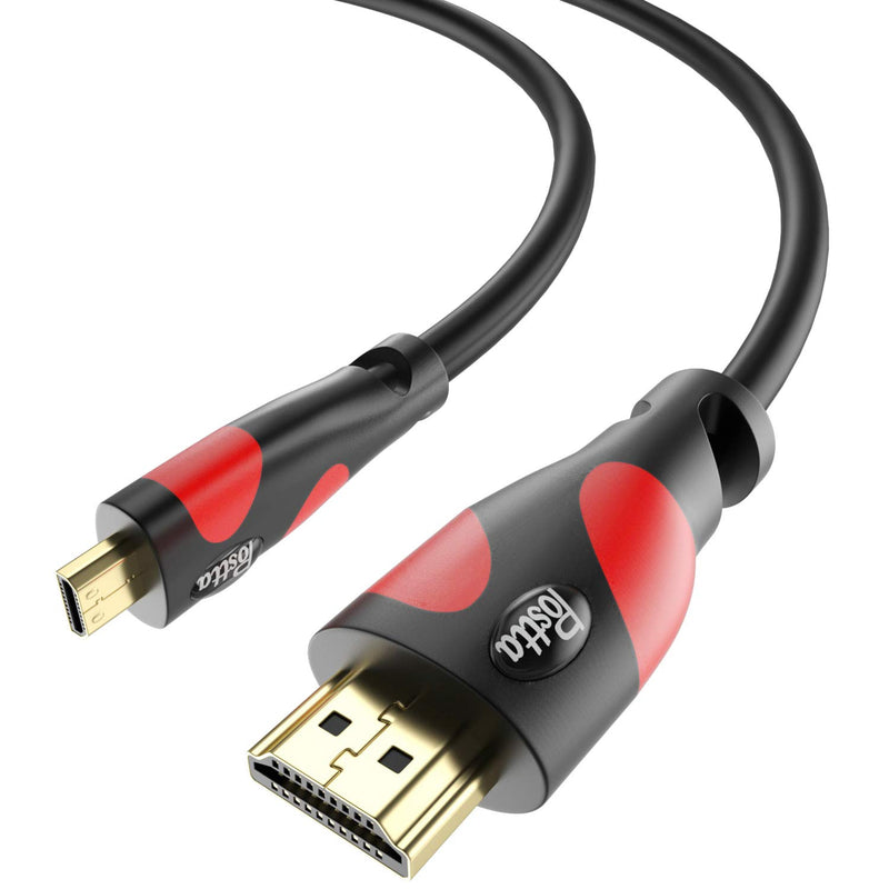 Micro HDMI Cable 10 Feet Postta Micro HDMI to HDMI Adapter Cable Support 4K,1080P,3D,Ethernet-Red 10FT Red