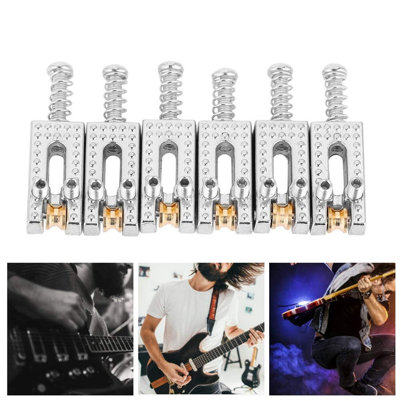 Dilwe Saddle for Electric Guitar, 6 Roller Bridge Saddles for Fender Strat Tele Electric Guitar 4 colors(Silver)