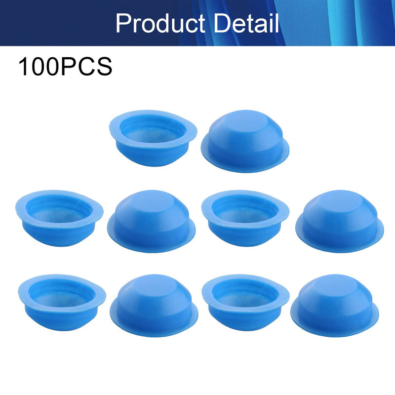 Fielect 100Pcs Hold Plugs, 22mm Hole Plugs Round Head Threaded Hole Stoppers Waterproof Tapered Caps Blue