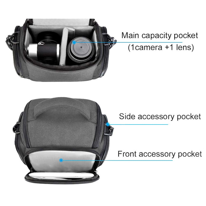 [AUSTRALIA] - CADeN Compact Camera Shoulder Crossbody Bag Case Compatible for Nikon, Canon, Sony SLR/DSLR Mirrorless Cameras and Lenses Waterproof Grey Small 