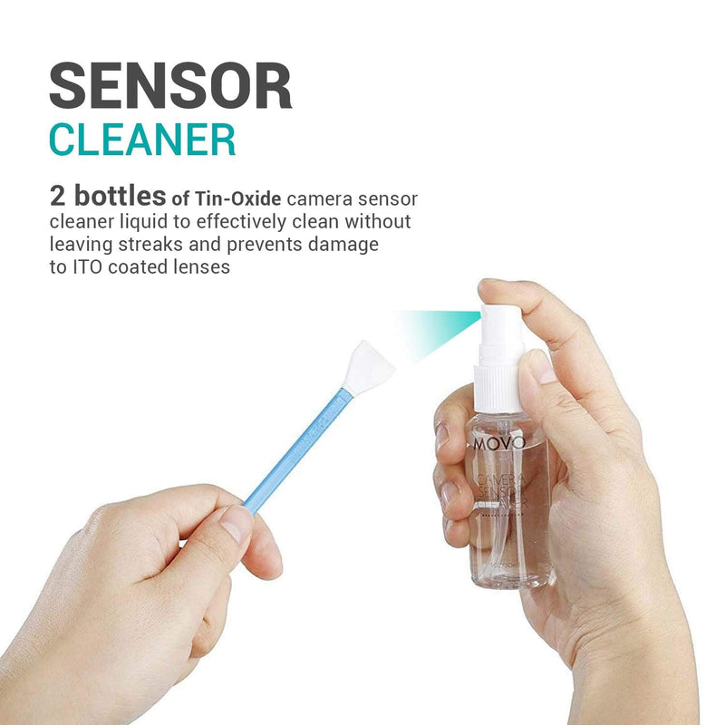 Movo CCK-5 DSLR Camera Sensor Cleaning Kit with 20 Sensor Cleaning Swabs, 2 Sensor Cleaner Bottles, and 4 Microfiber Cleaning Cloths