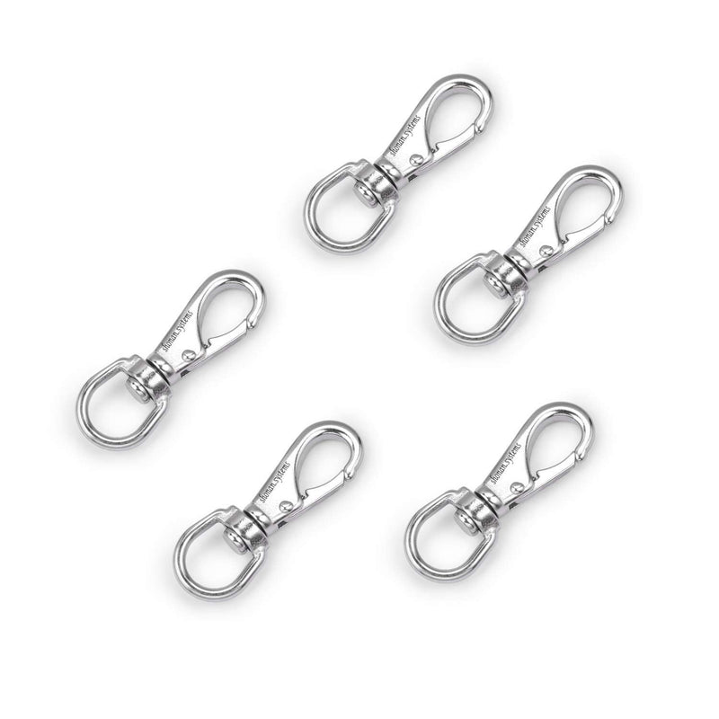 SHONAN 2.7 Inch Swivel Snap Hooks, 5 Pack Small Stainless Steel Spring Clips, Flag Pole Clips, Scuba Diving Clips Spring Hooks for Dog leashes, Keychains, Bird Feeders, Pet Chains and More
