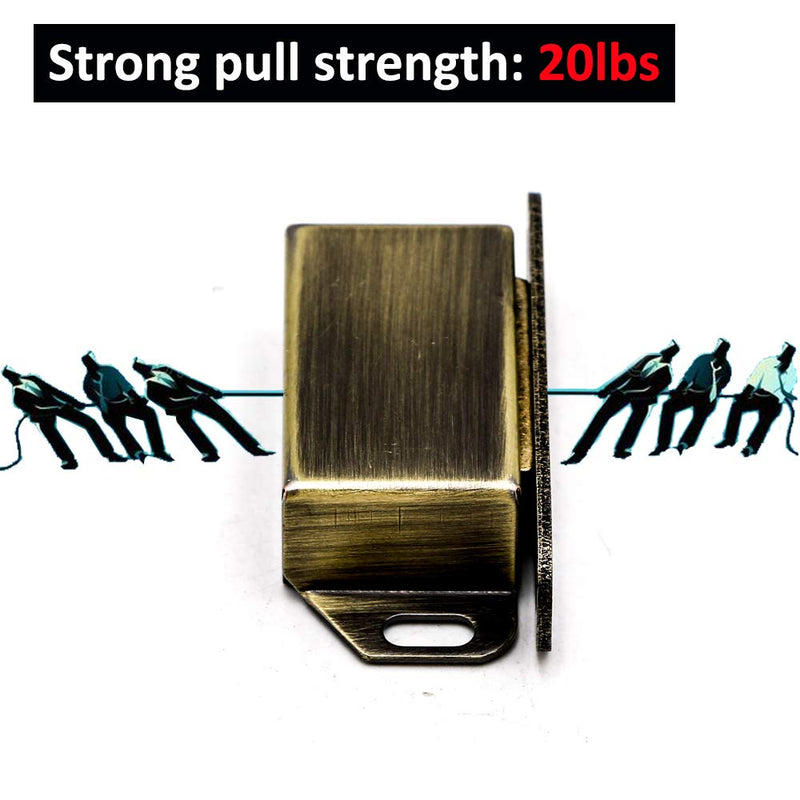 8 Pack Magnetic Cabinet Door Catch- Stainless Steel Closet Catches with Strong Magnetic- Furniture Latch 20 lbs (Bronze) 8pcs