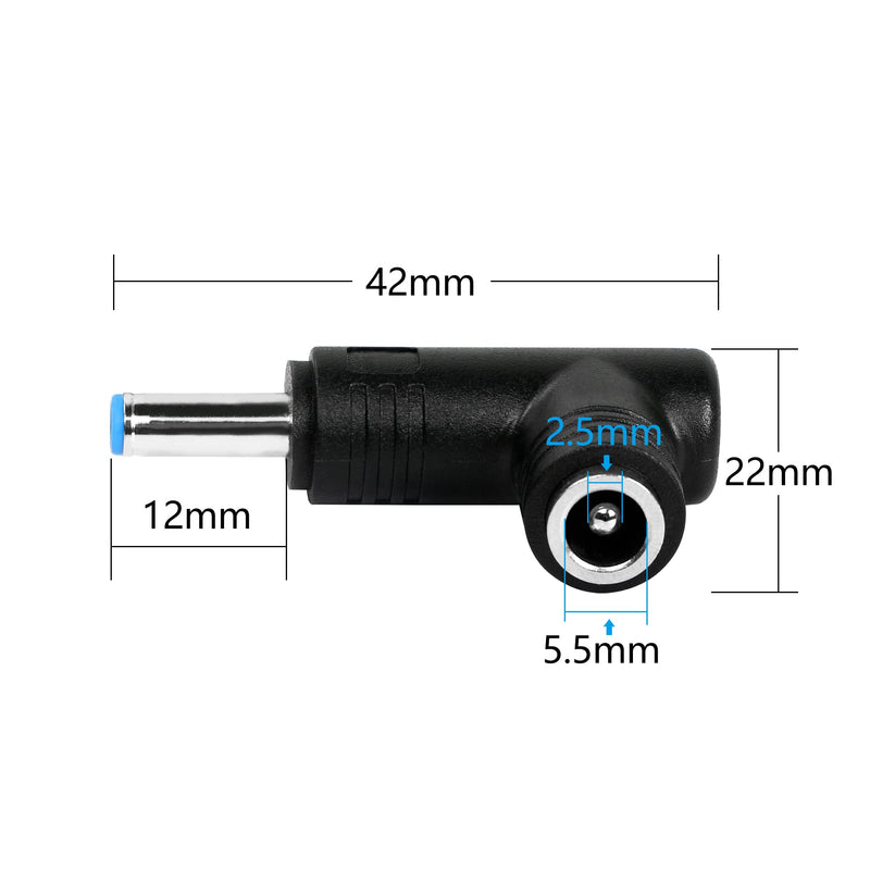 [AUSTRALIA] - RIIEYOCA 90 Degree 240 Watt DC Power Connector Adapter, 5.5mm x 2.5mm Female Plug to 4.5mm x 3.0mm Male Jack, for Laptop Power Connection Conversion (2-Pack) DC 5525 Female to 4530 mm Male 