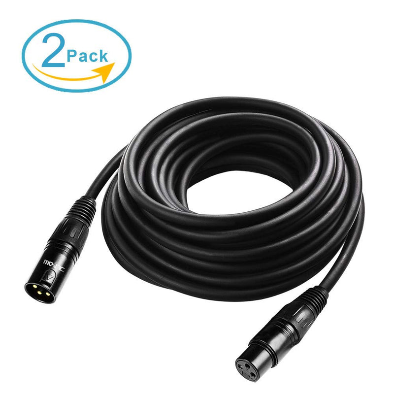 25 ft Flexible DMX Cable, JLPOW Gold-Plated 3 Pin Signal XLR Male to Female DMX Cable Wire, Best for DJ Stage Lighting Moving Head Lights Par Light (2 Pack) 2 Pack