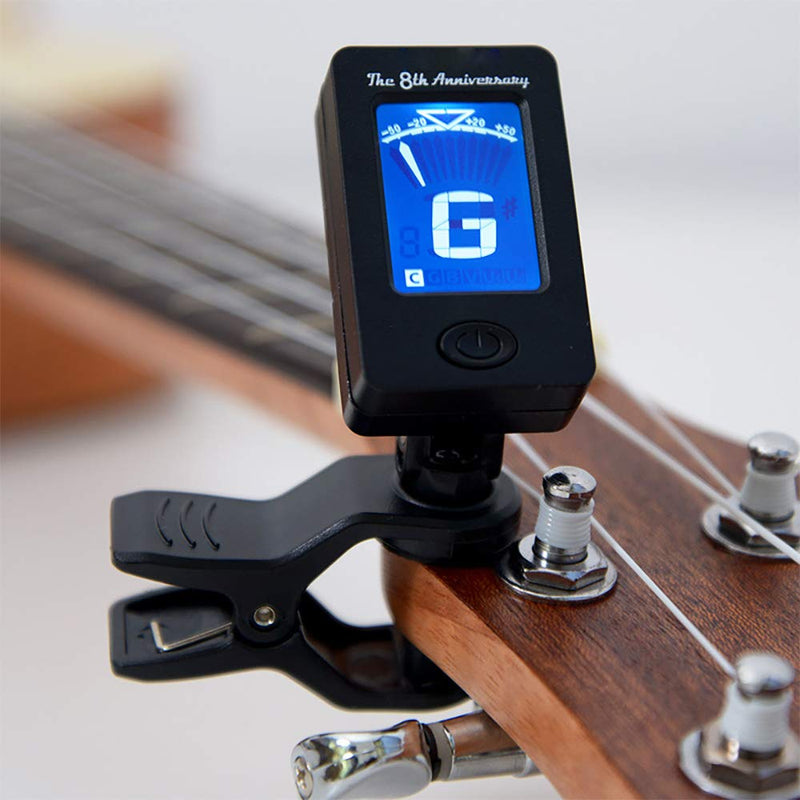 Guiter Tuner Capo Set Clip on Digital Electronic Tuner for Chromatic, Guitar, Bass, Violin, Ukulele Mandolin Banjo Include Guitar Capo and 5 Picks High Precision Calibration Tuner