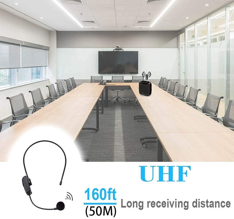 Wireless Microphone Headset UHF, UHF Wireless Mic Headset and Handheld 2 in 1, 165ft Range Voice Amplifier, Stage Speakers, PA System, Suitable for Teacher, Guide