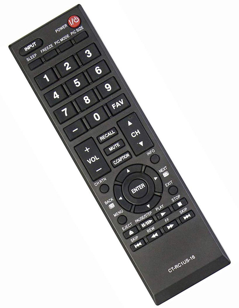 New CT-RC1US-16 Remote Control Replacement for Toshiba TV 28L110U 32L110U 32L220U 40L310U 43L310U 43L420U 49L310U 49L420U 55L310U 65L350U 19AV600 19C100U 24L4200 26C10