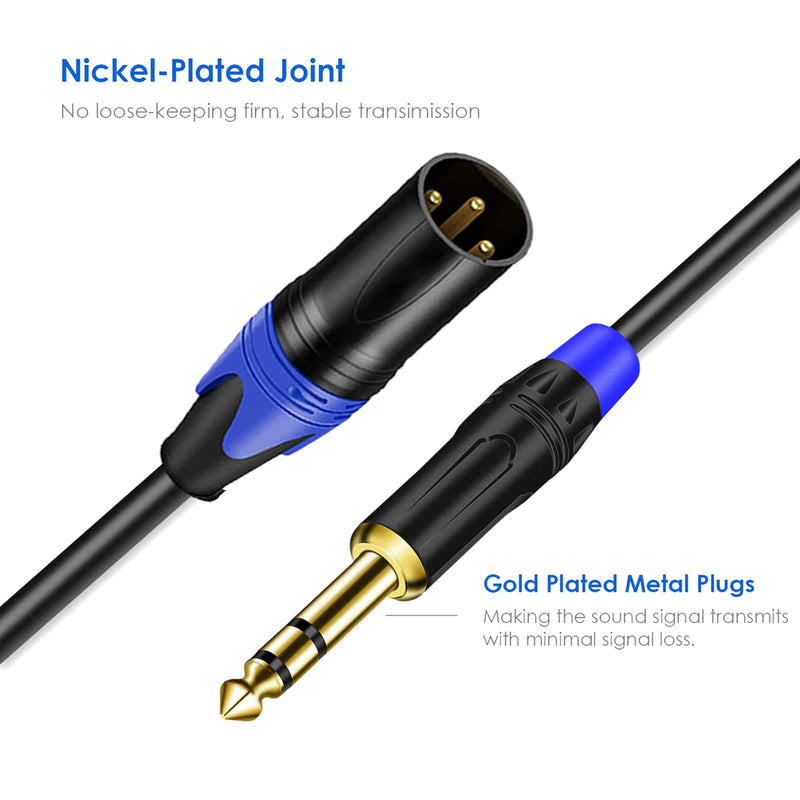 3-Pin XLR Male to Dual 6.35mm 1/4'' TS Mono Microphone Patch Cable, Male XLR to Double 6.35mm TS Y Splitter Converter Cable, Dual 1/4 Inch Mono to XLR Male Mic Audio Adapter Cord for Mixe- (11.8 inch)
