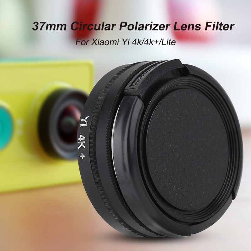 Acouto 37mm Camera Lens Filter Set Circular Polarizer Lens Filter with Adapter Ring and Protective Cap Fit for Xiaomi Yi 4k/4k+/Lite