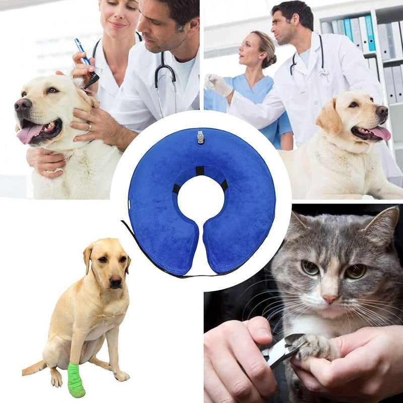 KittyStar Soft Inflatable Dog Cone Collar, Protective Inflatable Collar for Dogs and Cats, Adjustable Pet Recovery Cone After Surgery Small (Pack of 1) Blue