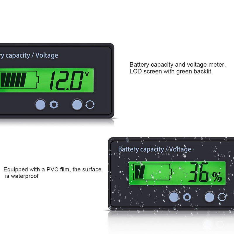 Battery acity Voltage Meter, DC 6-70V Battery acity Tester, Digital Battery Remaining acity Percentage Level Monitor Tester for Car Vehicle