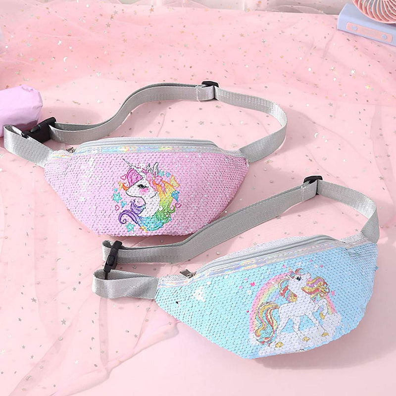 Girl’s Unicorn Fanny Pack - Cute Kids Travel Waist Bag - Crossbody Belt Bag Sport Running Camping Trip - Christmas Gift for Girls A: Pink