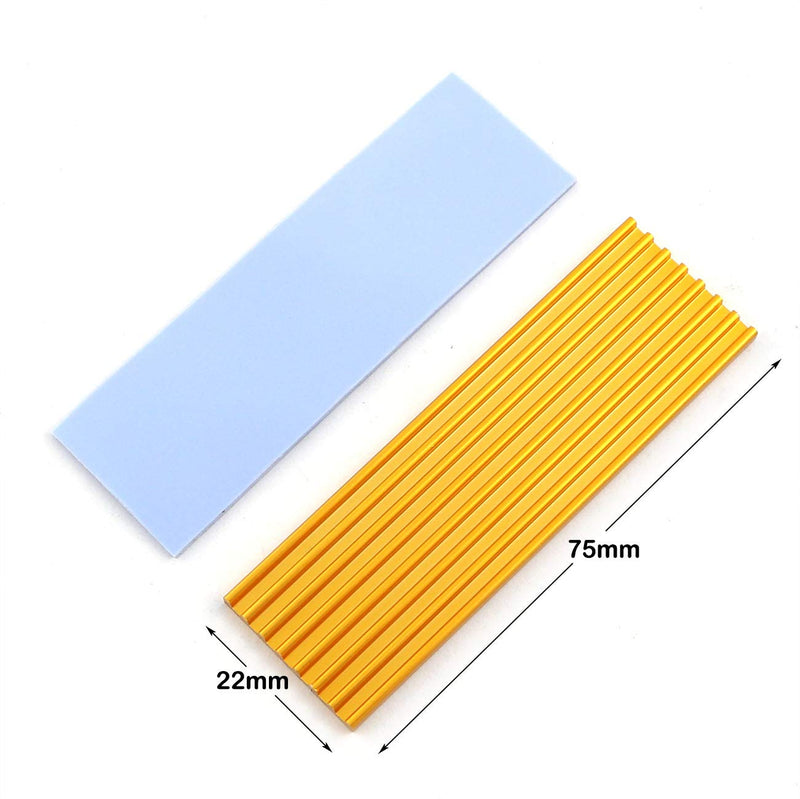 ZRM&E 1 Set M.2 2280 SSD Heatsink Cooling Solid State Drive Hard Disk Radiator Cooler Heat Sink Golden Kit with Silicone Thermal Pads 70x22x3mm