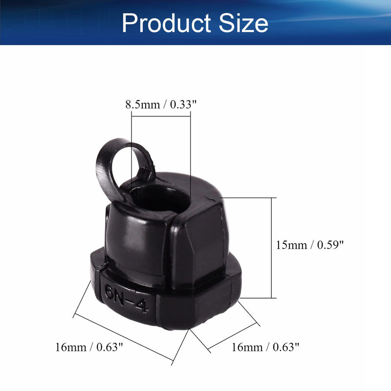 Bettomshin 60Pcs Round Cable Wire, Model 6N-4 6mm Strain Relief Bush Grommet Round Strain Relief Bushing Electric Cable Protection Cord Bucklecable for Buckle Sleeve, Insulation Protection Black