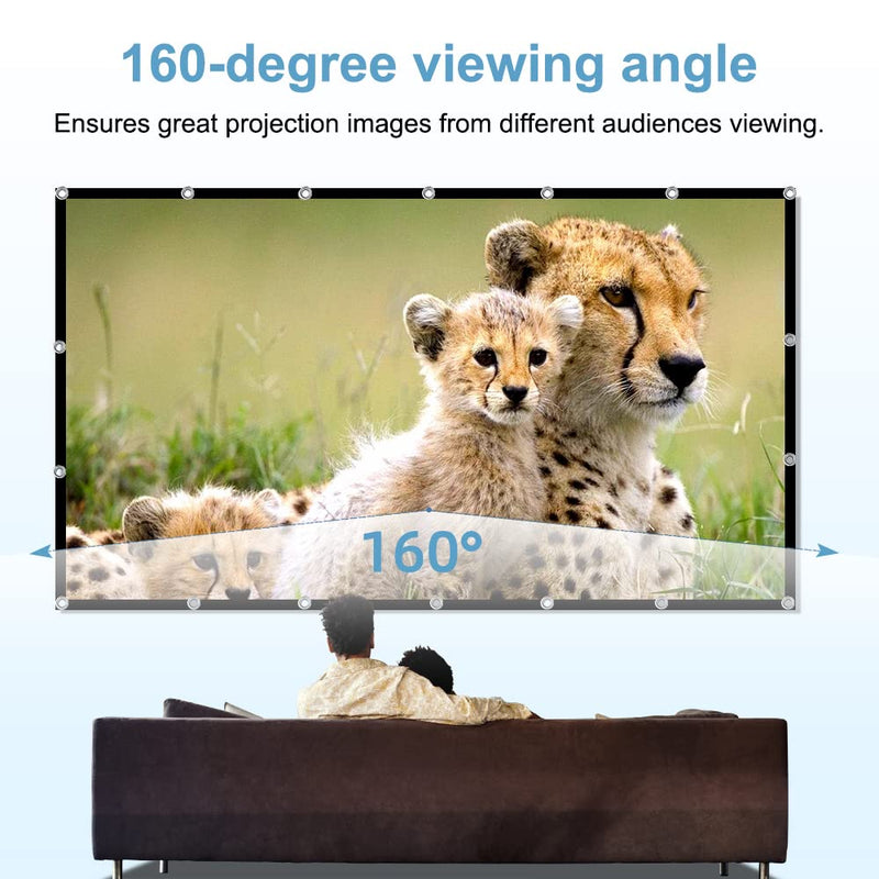 100 inch Projection Screen,GAINVANE 16:9 Foldable Anti-Crease Portable Projector Movies Screens for Home Theater Outdoor Indoor Support Double Sided Projection
