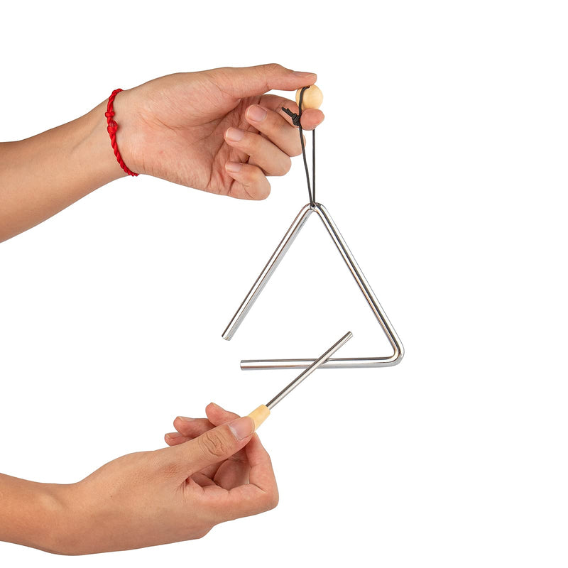 Triangle Hand Percussion with Striker,Rhythm Steel Triangles Music Instrument (5 inch) 5 inch