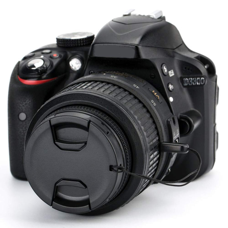 2 Pack JJC 52mm Front Lens Cap Cover with Elastic Cap Keeper for Nikon D3000 D3100 D3200 D3300 D5000 D5100 D5200 D5300 D5500 with AF-S 18-55mm Kit Lens and Other Lenses with 52mm Filter Thread
