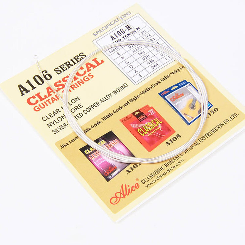 Alice 10pcs A106 Nylon Core Silver Plated Fourth D 4-th Single Classical Guitar Strings (.030 inch/0.76mm)