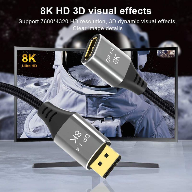 Xiwai DisplayPort 1.4 8K 60hz Extension Cable Male to Female Ultra-HD UHD 4K 144hz DP to DP Cable 7680 * 4320 for Video PC Laptop TV Model: DP-031-1.0M Grey DP