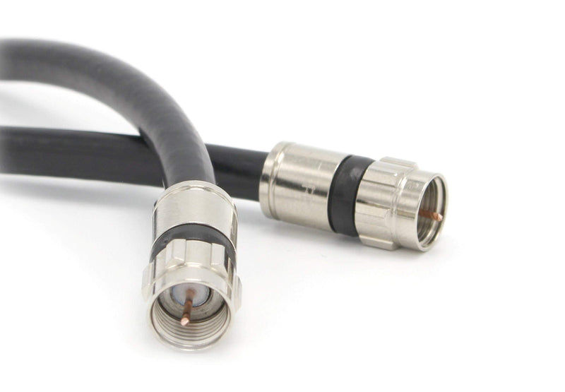 3' Feet, Black RG6 Coaxial Cable (Coax Cable) with Weather Proof Connectors, F81 / RF, Digital Coax - AV, Cable TV, Antenna, and Satellite, CL2 Rated, 3 Foot 3 Feet (0.9 Meter)