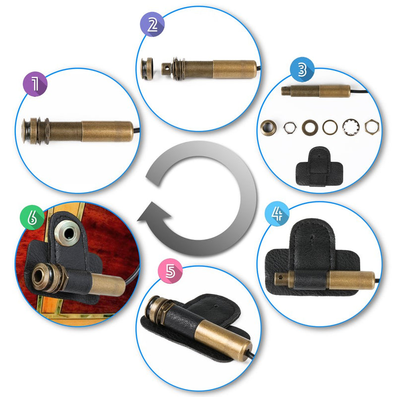 Luvay Piezo Acoustic Pickup, Contact Microphone Transducer for Acoustic Guitar, Ukulele, Violin, Mandolin, Banjo, Cello, Kalimba etc. (EndPin Jack)