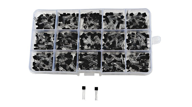 XINGYHENG 600PCS T0-92 2N5401 2N5551 2N3906 S9018 S8050 S8550 Power Transistor Assortment Kit NPN PNP Kit Set Three Pins 15 Values with Clear Plastic Box