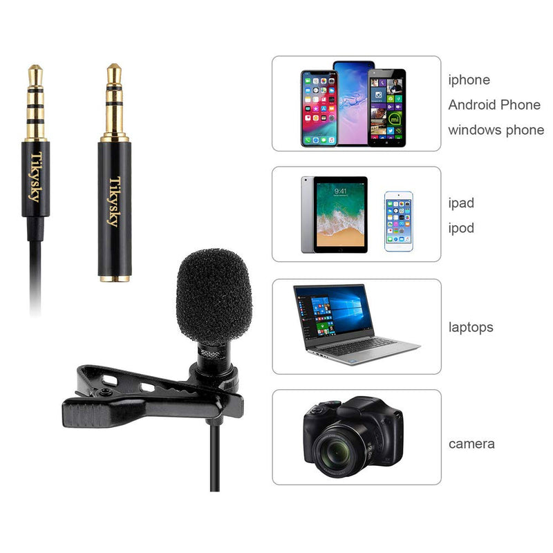 [AUSTRALIA] - Tikysky Lavalier Microphone for iPhone Android Cell Phone Camera,Lapel Mic Noise Cancellation System Clip On for YouTube Video Podcast 