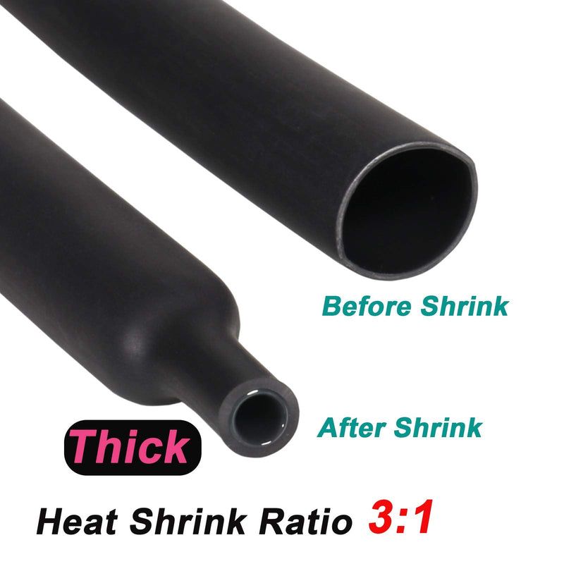 2 Pcs 1 inch (Diameter) 3:1 Waterproof Heat Shrink Tubing Kit, Large Marine Dual Wall Adhesive Shrinkable Wire Wrap Tube, Insulation Sealing Wear-Resistant Cable Protector by YUKSY (4ft, Black & Red) 1" (4ft, Black/Red)