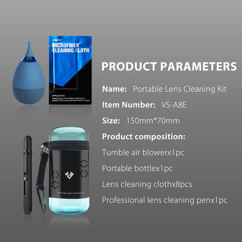 [AUSTRALIA] - VSGO VS-A8E Camera Cleaning Kit Portable Bottle Tumbler Air Blower Lens Cleaning Pen Lens Microfiber Cleaning Cloth Compatible for Canon, Nikon, Pentax, Sony, Samsung, Fuji Optical Lens DSLR Camera 