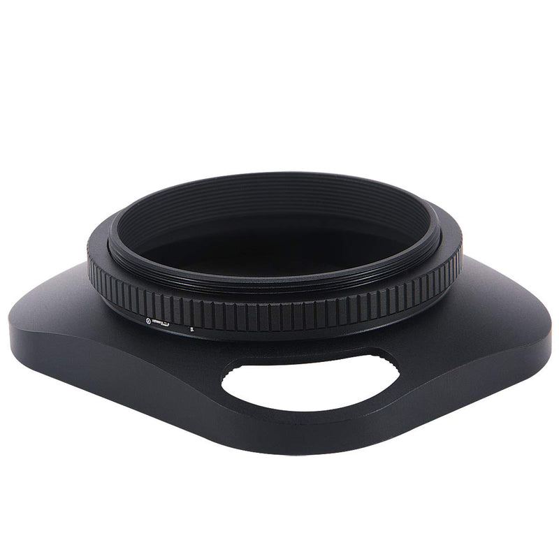 Haoge LH-B46P 46mm Square Metal Screw-in Lens Hood Hollow Out Designed with Cap for Leica Rangefinder Camera with 46mm E46 Filter Thread Lens Black