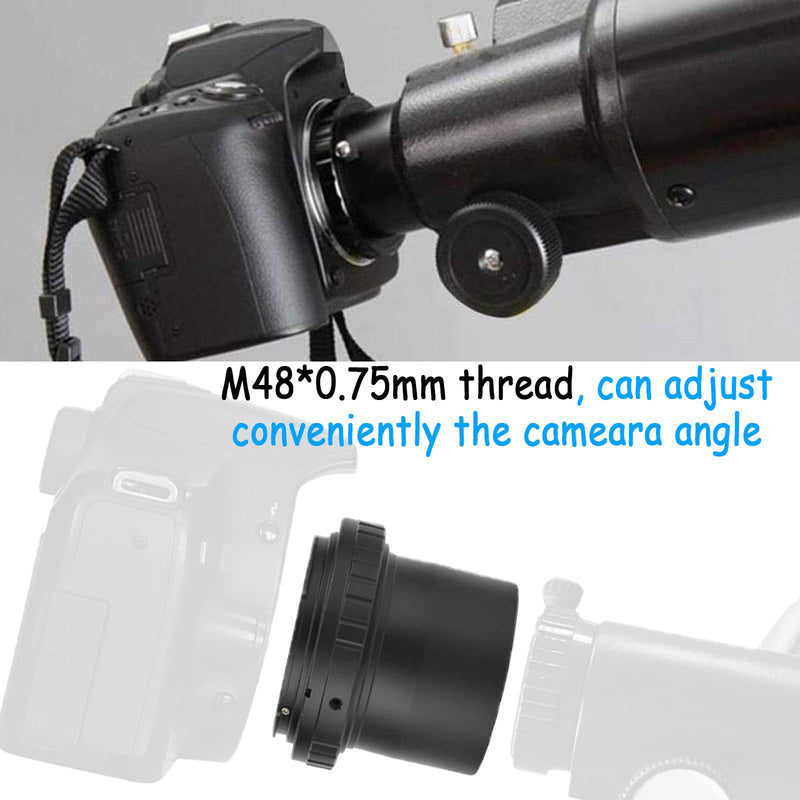 Telescope Camera Adapter for Canon Telescope Adapter, 2 inch Camera Adapter M48 X 0.75mm T Ring Adapter Telescope Mount & Inner/Outer Ring Double Structure, for Canon EOS Mount Camera 2in Eyepiece
