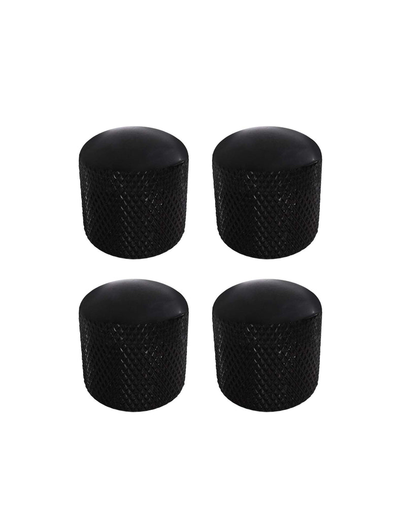 Metallor Guitar Tone Volume Control Knobs Knurled Metal 18mm Diameter Dome Style Compatible with 6mm Solid Shaft Tele Telecaster Style Electric Guitar or Bass Set of 4Pcs Black.