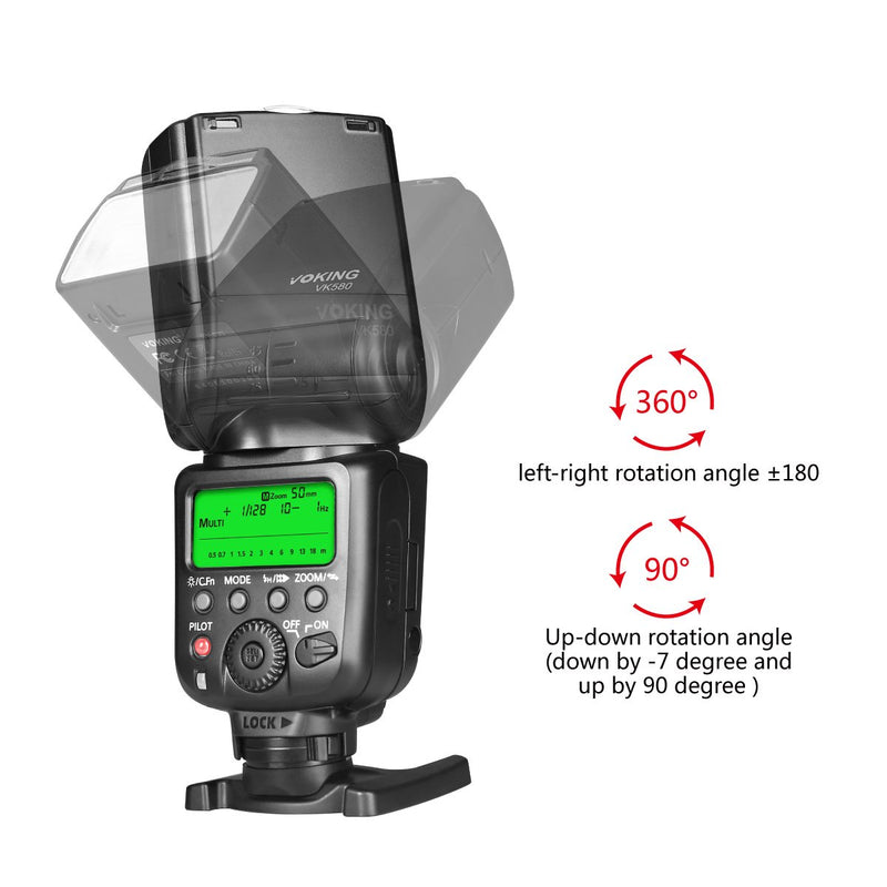 Voking VK580 E-TTL Master Slave Speedlite Shoe Mount Flash for Canon EOS 70D 80D Rebel T7i T6i T6 T5i T5 T4i T3i SL2 and Other EOS DSLR Cameras VK-580