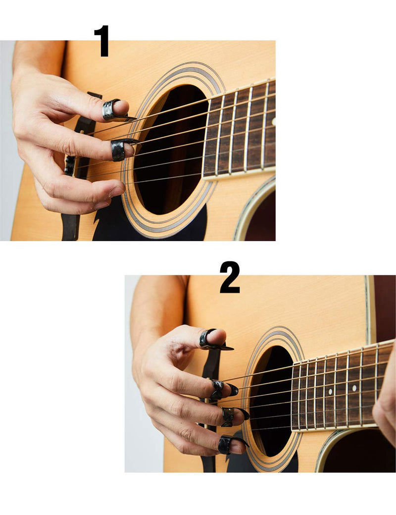 Thumb Finger Picks Plectrum With Plastic Picks Case, 1 Dozen (3 Pairs) SUNLP Celluloid Guitar thumb finger picks Mandolin Banjo thumb finger picks and Free 8pcs 0.46mm Guitar Picks (Mix Color) Thumb & Finger Picks