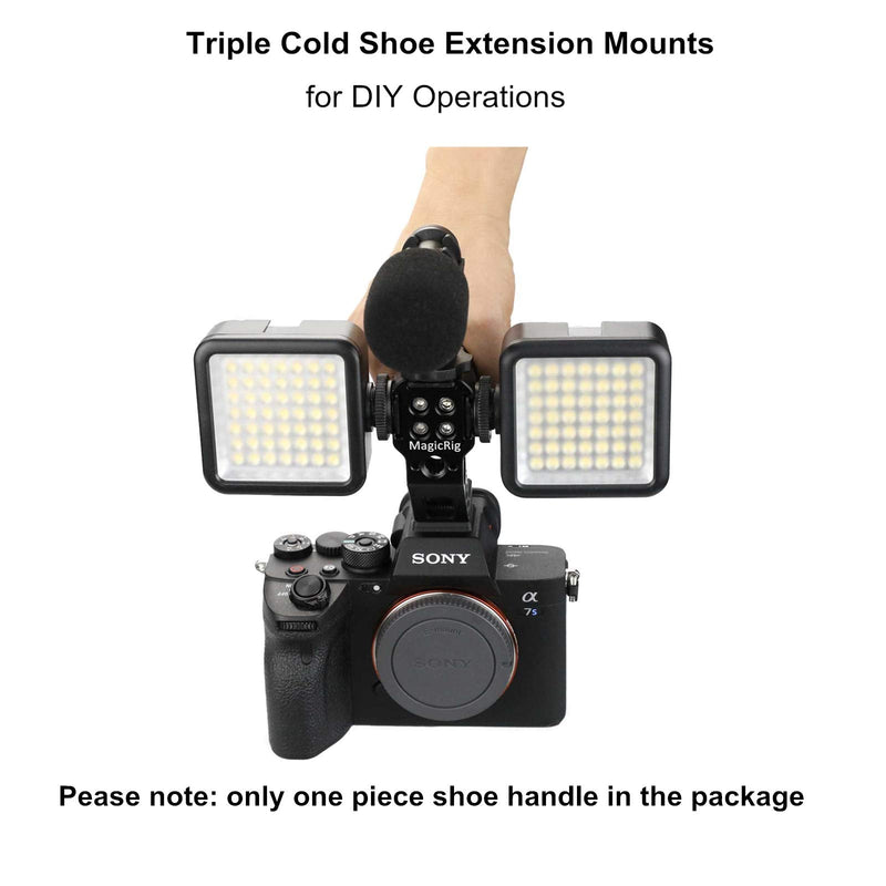 MAGICRIG Hot Shoe Top Handle Grip with Cold Shoe Mounts for Canon R6 Camera to Mount Microphone, Monitor, LED Light aluminum alloy grip