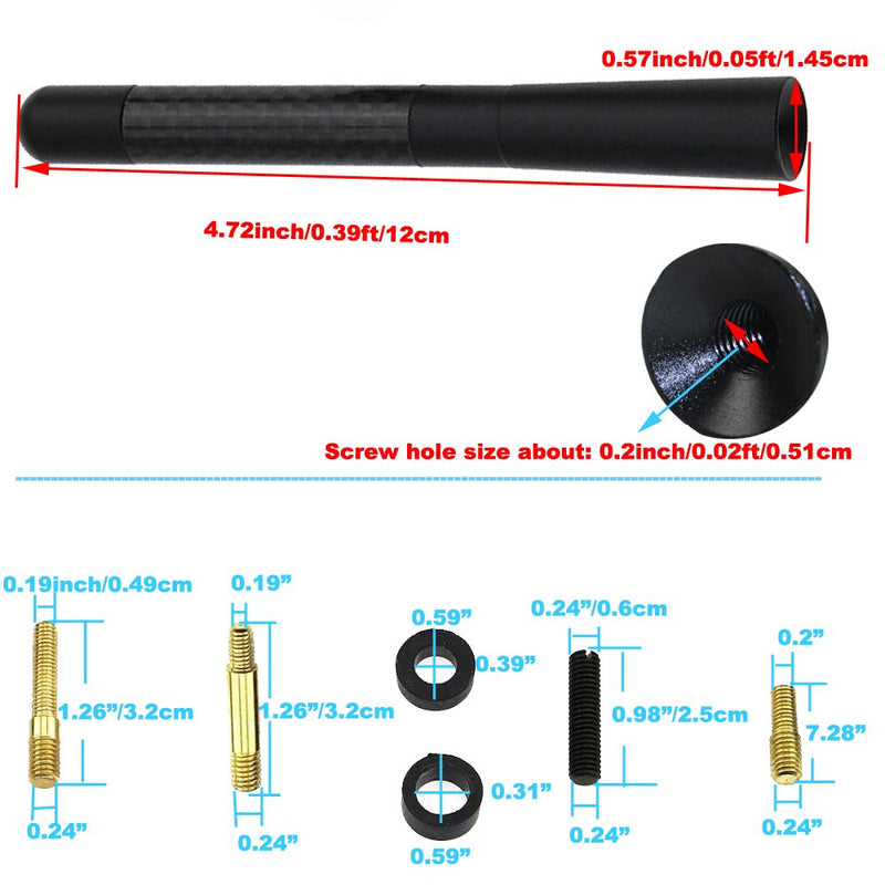 [AUSTRALIA] - SaferCCTV Car Antenna, 4.7-Inch Carbon Fiber Mazdaspeed Sports Short Antenna Compatible with Mazda 2 3 5 6 Cx-7 Cx-9 Rx-8 MX-5 Miata Most of Model 