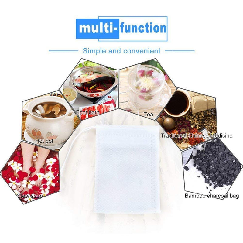 TamBee 100 Pack Disposable Tea Filter Bags Empty Muslin Drawstring Seal Filter Tea Bags Drawstring Herb Loose Tea bag (1.97"X2.76" / 5cm X 7cm) 1.97"X2.76"