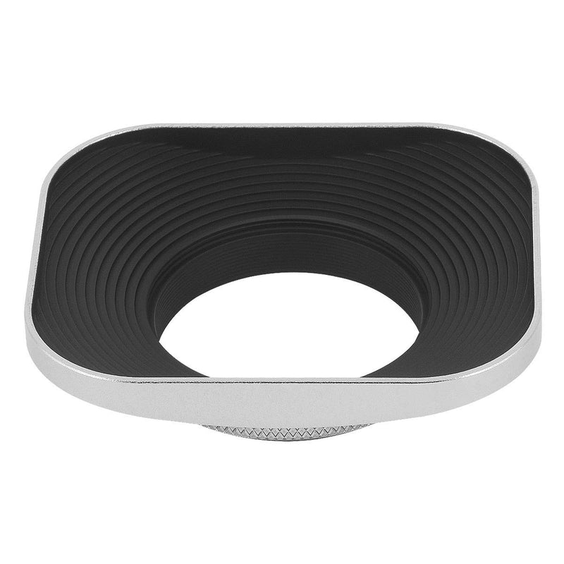 Haoge LH-W39T 39mm Square Metal Screw-in Lens Hood with Cap for Leica Elmarit-M 28mm f/2.8 E39 ASPH, Summicron-M 35mm f2 E39 ASPH, Fujifilm Fujinon 60mm f/2.4 R Macro, Fuji 27mm f/2.8 Lens Silver