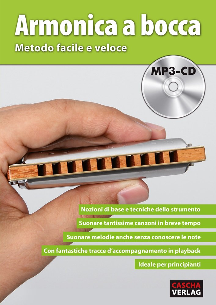 Cascha harmonica learner's set for beginners - Italian textbook - 10-hole diatonic harmonica in C-tuning - incl. MP3-CD learning book hard-case cleaning cloth - blues harp school Italian