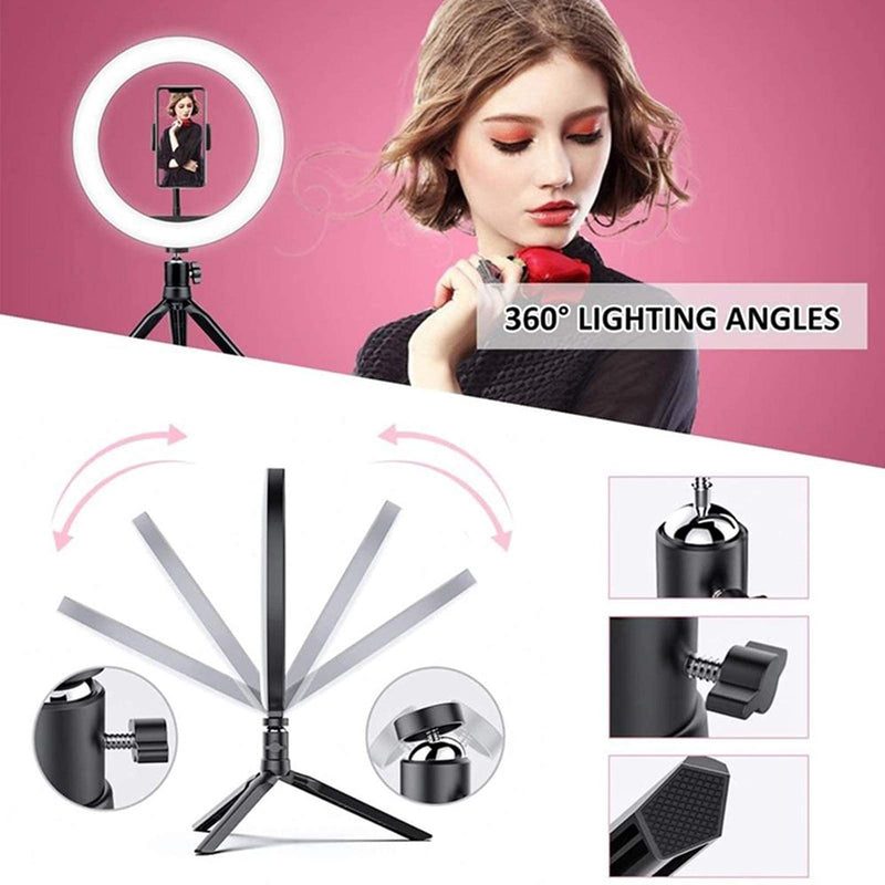 Ring Light with Stand, 10" Selfie Ring Light with Tripod Stand, Phone Tripod, Wireless Remote Control for Video Recording,iPhone, Live Streaming, Meetings, podcasting, Photography, Makeup