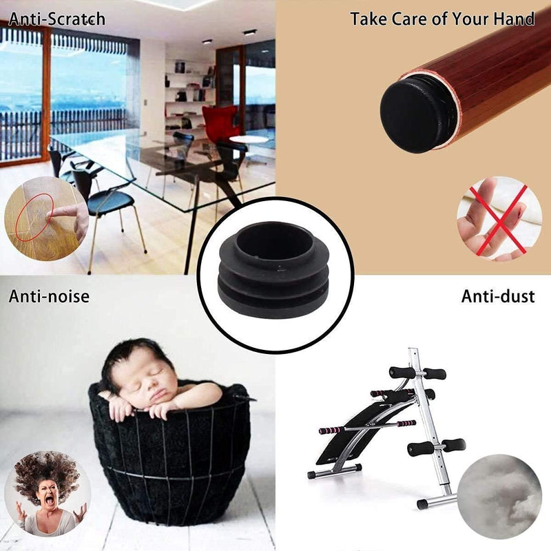 MUZIEBA 2 inch Round Tubing Plug End Caps, 12 Pack Tubing Post End Cap, Dia.50mm Black Plastic Round Plugs, Chair Glide Floor Protector Dia.2"